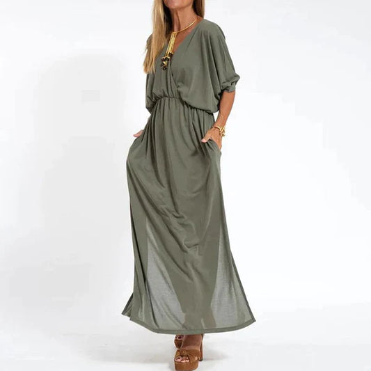 CLIKY | 2024 Stijl - Lange vintage jurk met zijsplit voor dames